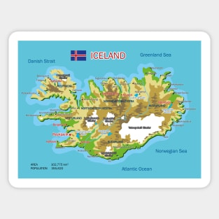 Geographic map of Iceland Sticker